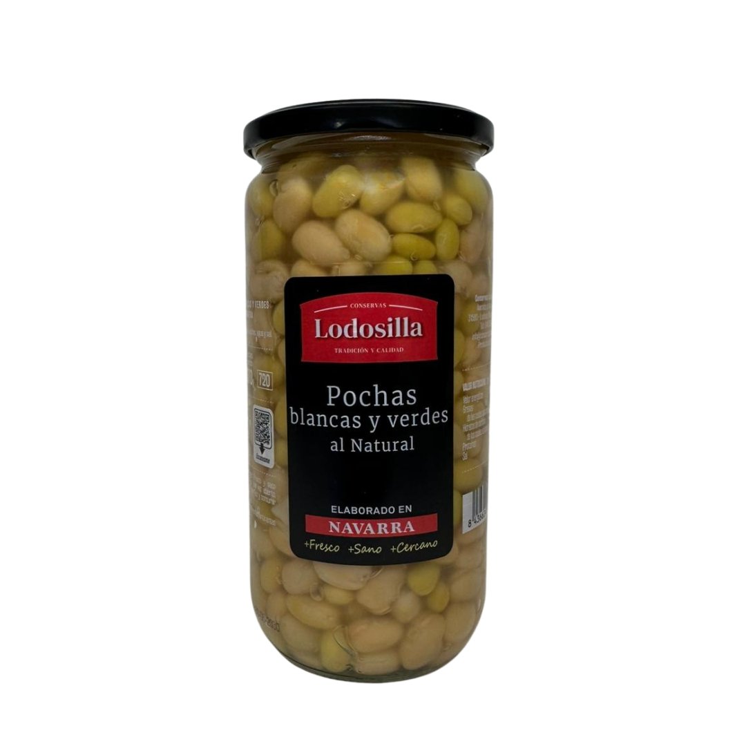 Pochas blancas y verdes al natural
